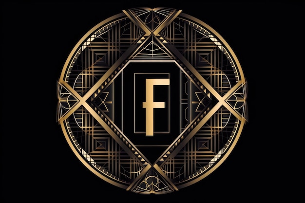 Photo letter f geometric patterns style on black background