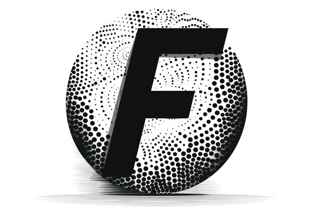 Photo letter f halftone style on white background