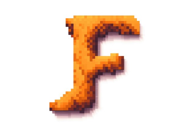 Foto letter f pixel art style su sfondo bianco