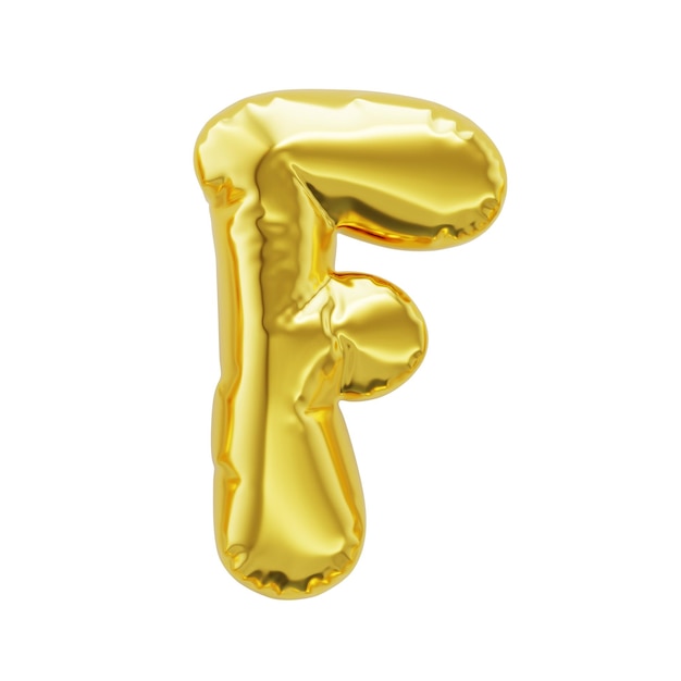 Letter F shiny golden inflatable balloons