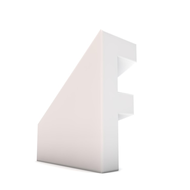Letter F sloping perspective font 3D Rendering