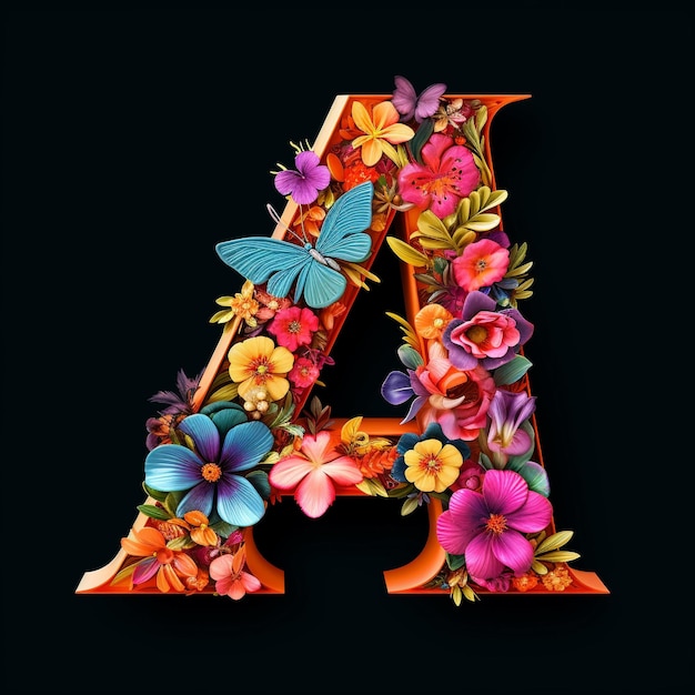 Photo a letter a and flowers made out of wood and painted with the letter a.