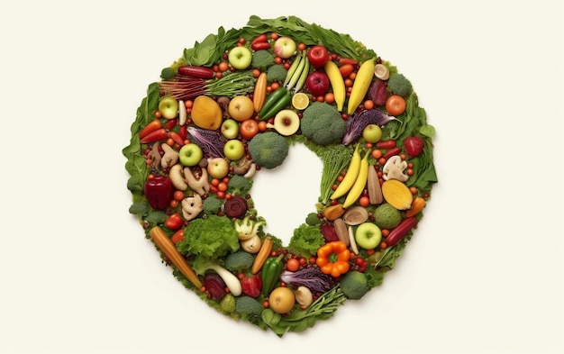 Letter Formed With Fruits and Vegetables