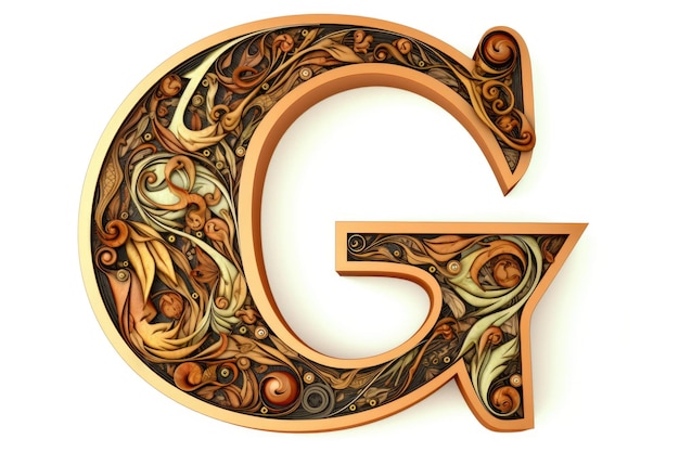 Photo letter g celtic style on white background