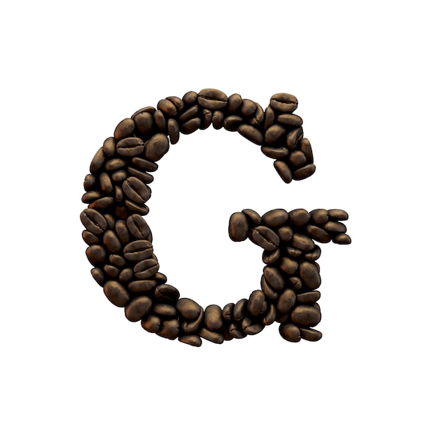 Letter G coffee bean alphabet lettering 3D Rendering