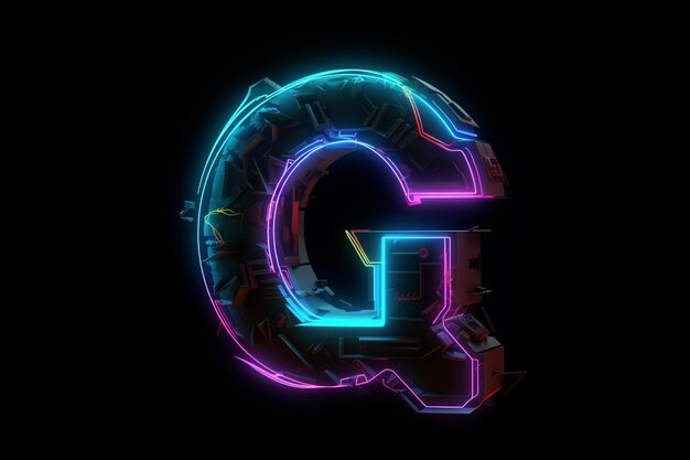 Photo letter g cyberpunk light colors