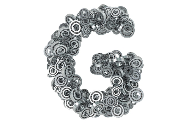 Photo letter g from steel bearings 3d rendering