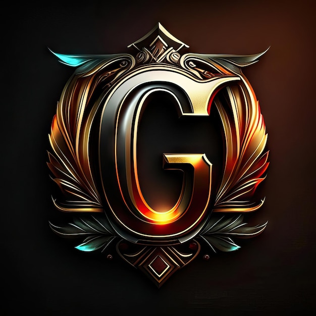 Letter G logo in golden details