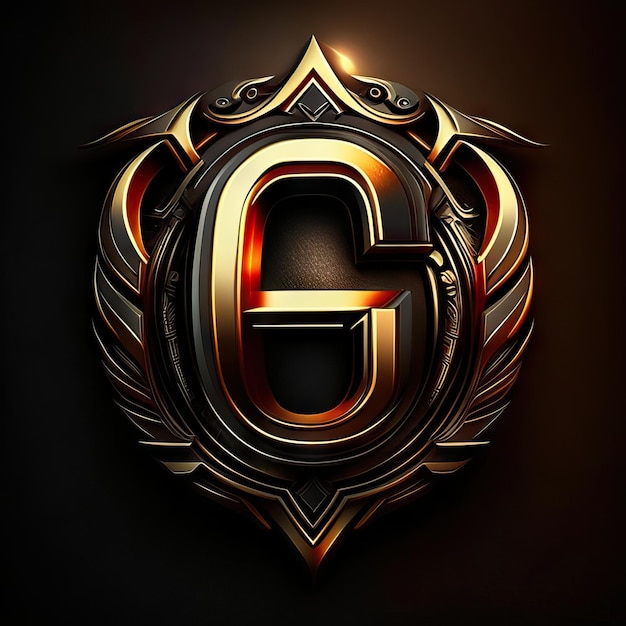 ゴールドのディテールの文字 G ロゴ