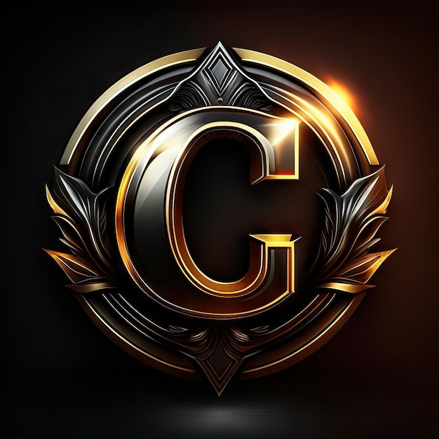 Letter G logo in golden details