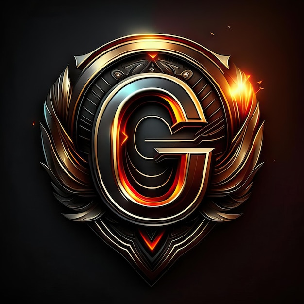 Letter g logo in golden details