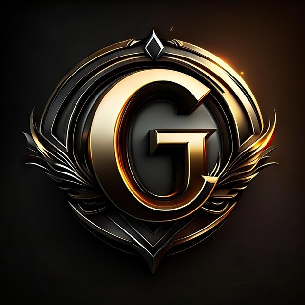 Photo letter g logo in golden details