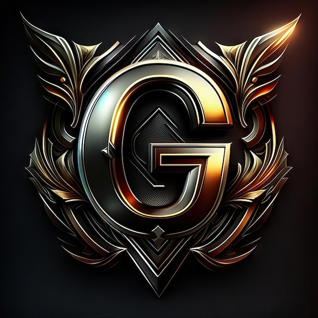 ゴールドのディテールの文字 G ロゴ
