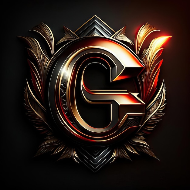 Letter G logo in golden details