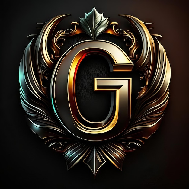 Фото Логотип буквы g с золотыми деталями