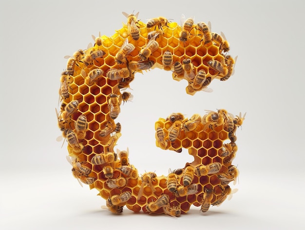 Letter g made of honey comb