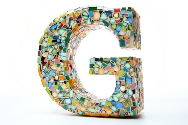 Photo letter g mosaic style on white background