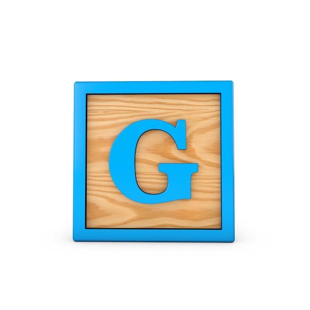 Photo letter g wodden childrens toy alphabet block 3d rendering