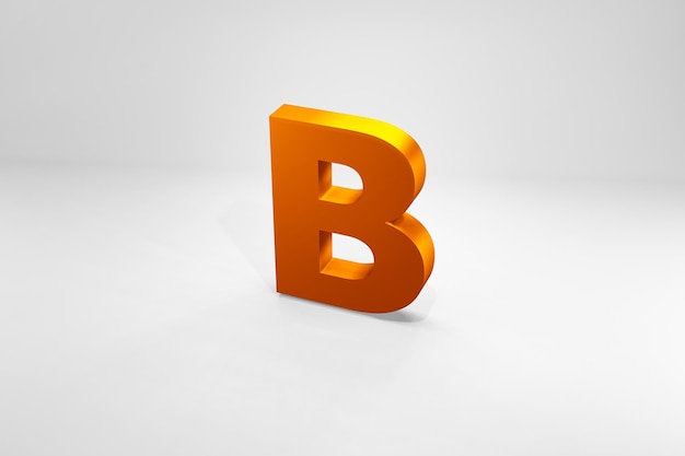 Letter A golden typography 3d render on isolated white background