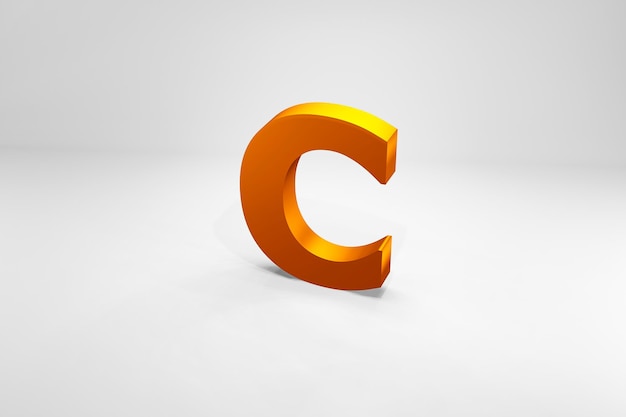 Letter A golden typography 3d render on isolated white background