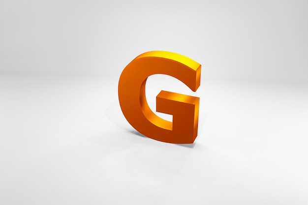 Letter A golden typography 3d render on isolated white background