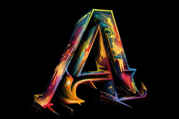 Photo letter a graffiti style on black background