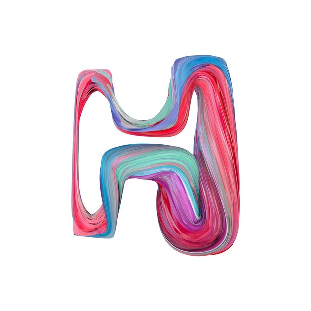 Letter H abstract alphabet 3D Rendering