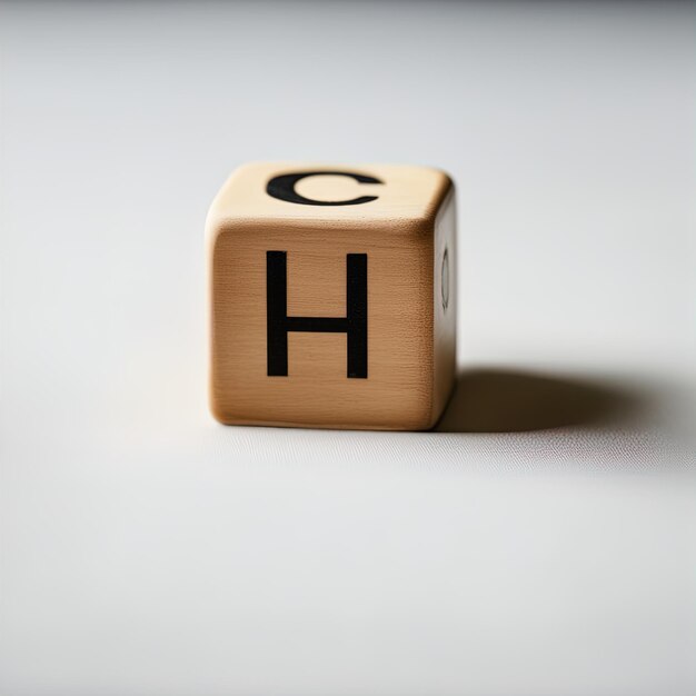 白い背景に文字 h キューブ木製キューブ 3 d イラストレーションに文字 h