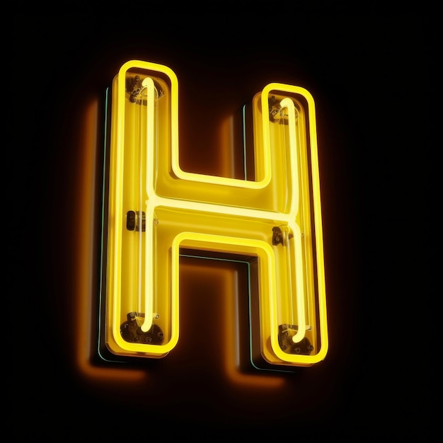 Photo letter h neon sign on dark background