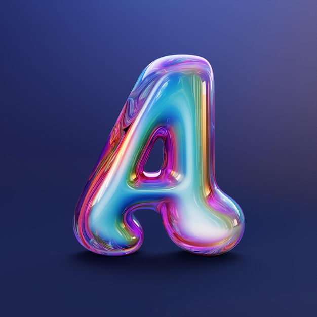 Photo letter a holographic 3d ilustration