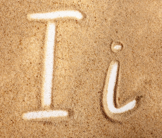 Letter I English Handwritten Alphabet In The Sand