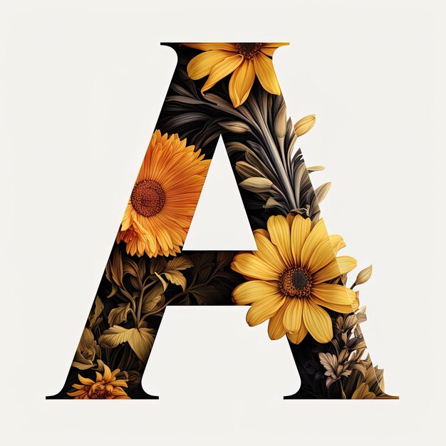 Photo a letter a is painted with flowers and the letter a