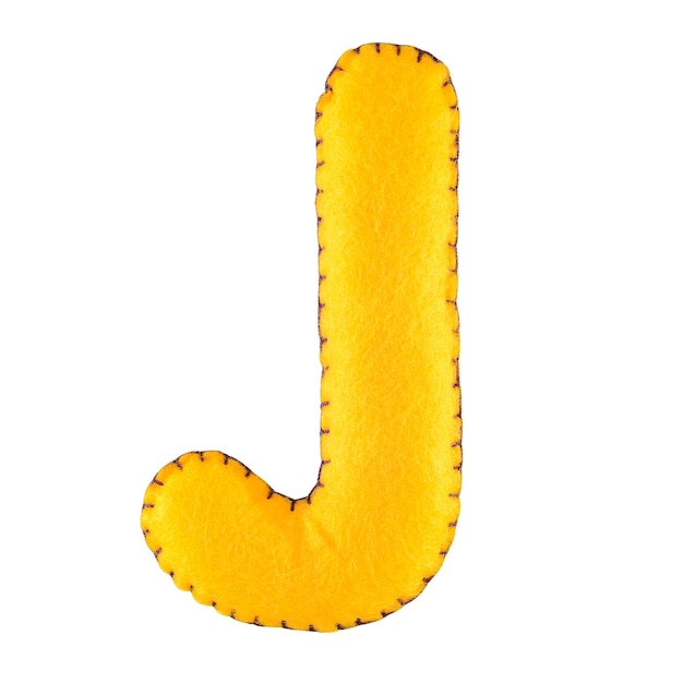 Letter J from felt isolated on white