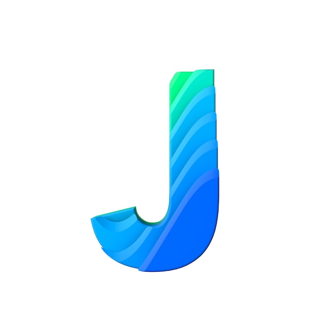 Letter J Gelaagd golfeffect karaktertype 3D-rendering