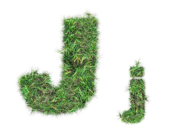 Letter J op groen gras geïsoleerd