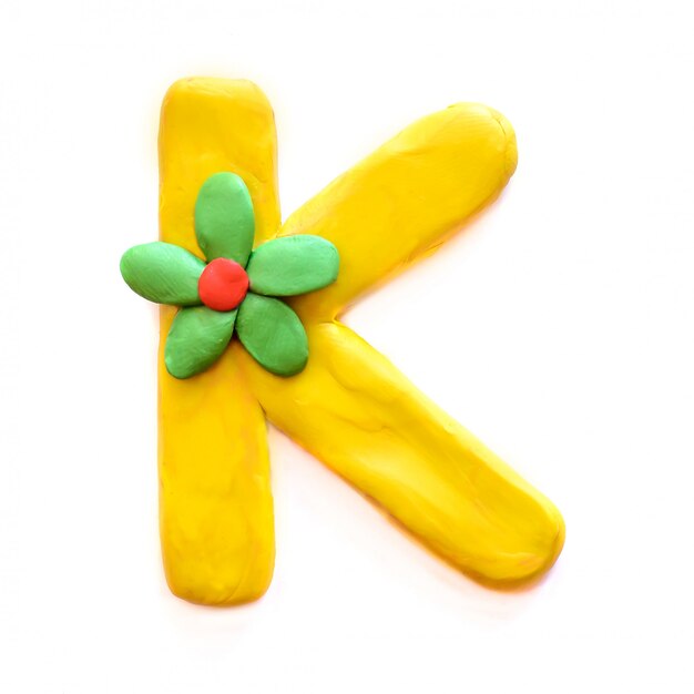 The letter K of the English alphabet from plasticine