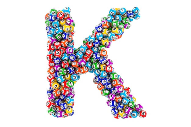 Photo letter k from lottery balls 3d rendering