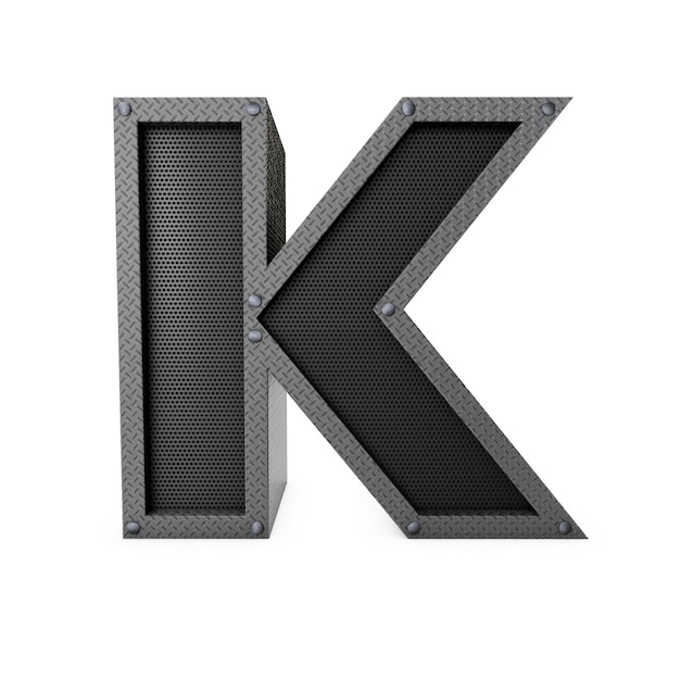 Letter k industrial metal type d rendering
