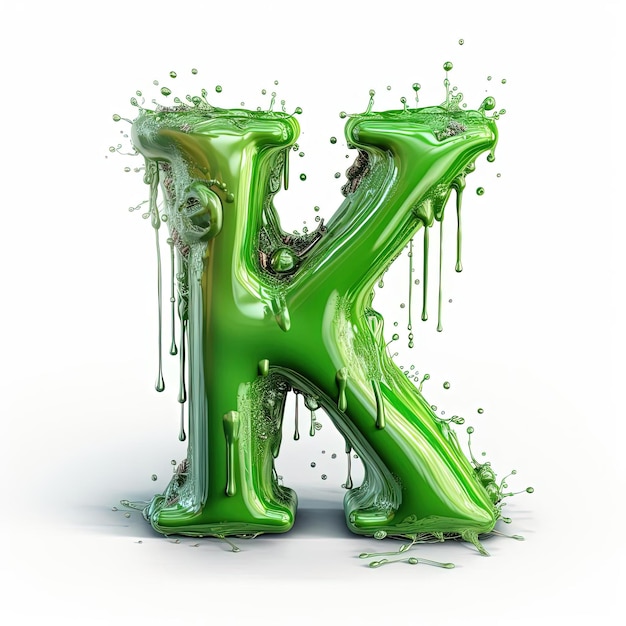 a letter k is made of the liquid on it in the style of slimepunk