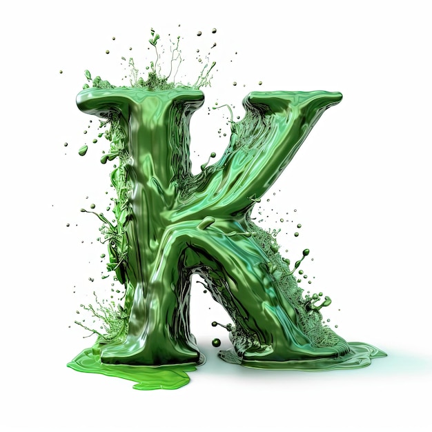 a letter k is made of the liquid on it in the style of slimepunk