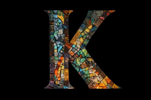 Letter k mosaic style on black background