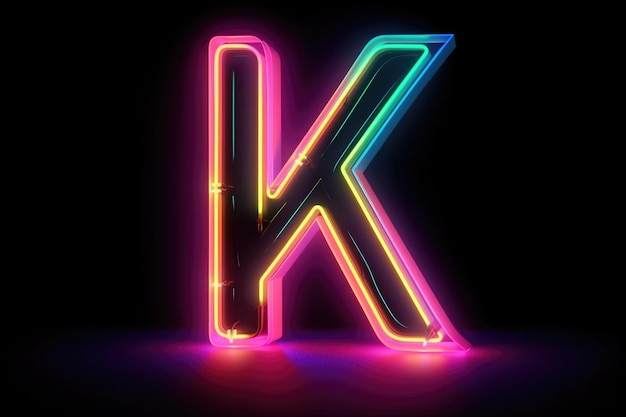 Photo letter k retro s neon style on white background