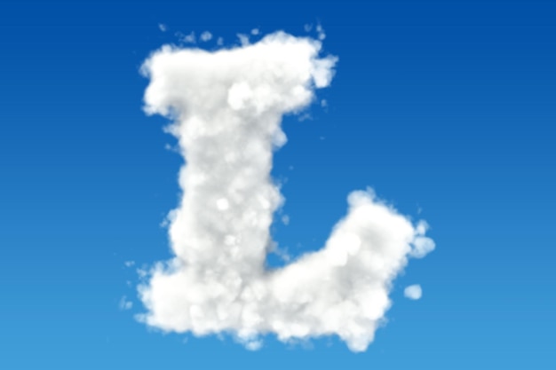 Letter L alphabet from clouds in the sky 3D rendering