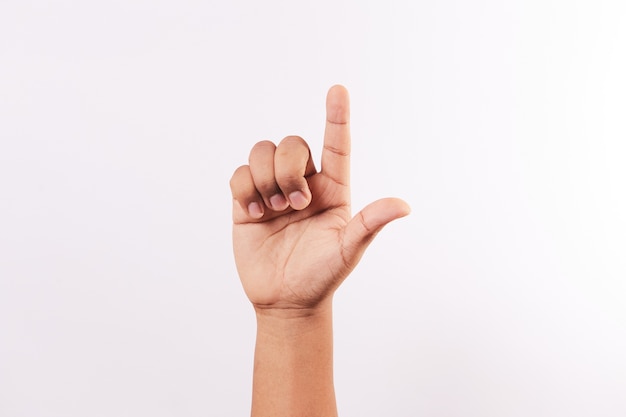 Letter L of the alphabet of sign language isolated