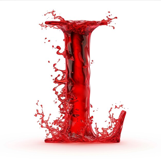 Photo letter l from living red liquid plasma background on white background