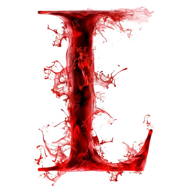 letter L from living red liquid plasma background on white background