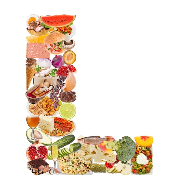 Photo letter l made of food