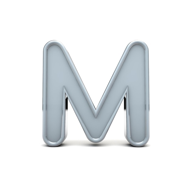 Letter M beveled capital letter 3D Rendering