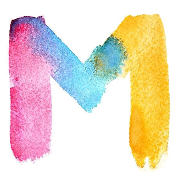 Photo letter m - colorful watercolor abc