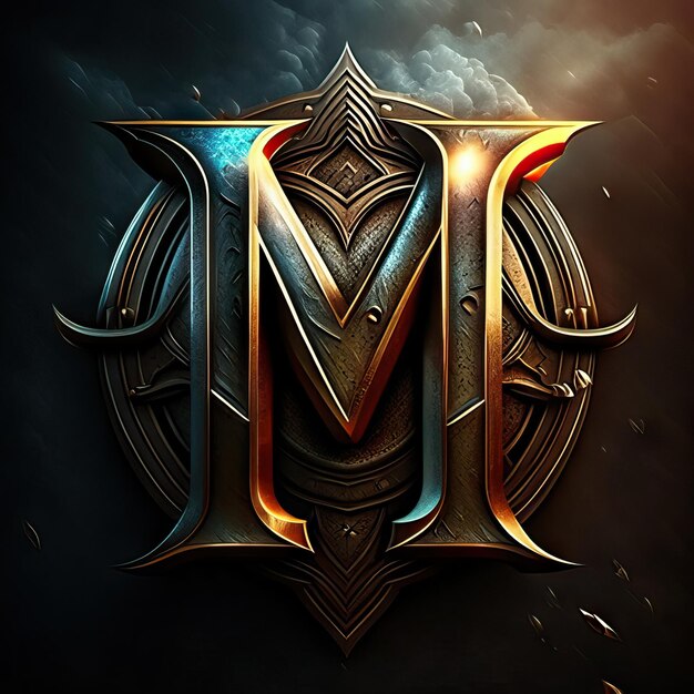 Foto letter m-logo in goud